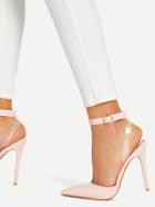 Romwe Pointed Toe Ankle Strap Pu Pumps