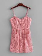 Romwe Button Through Spot Cami Dress