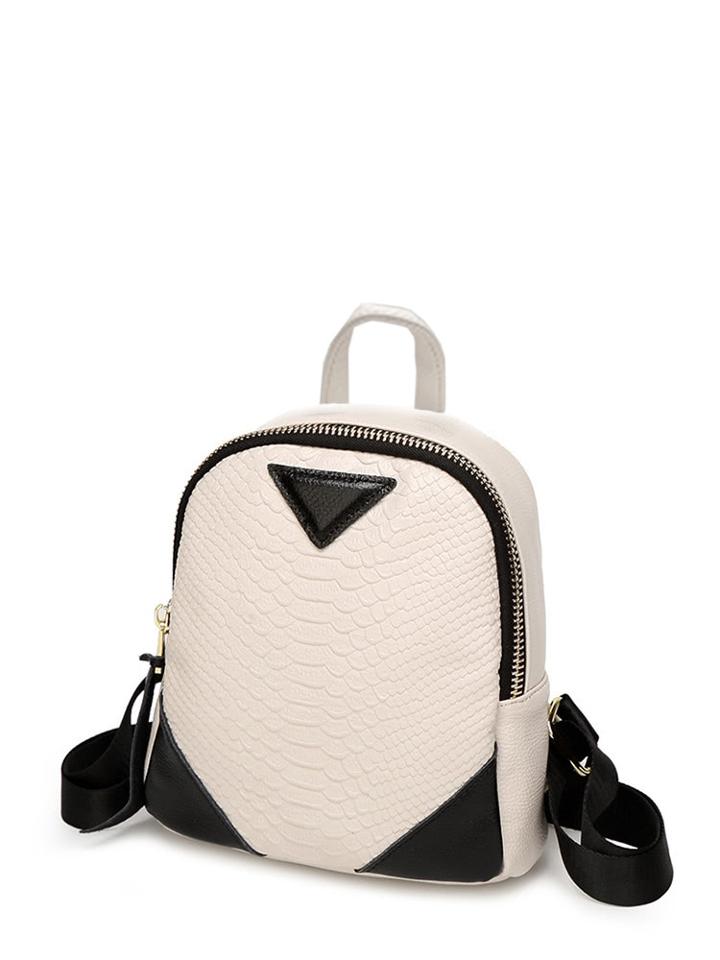 Romwe Crocodile Embossed Pu Backpack