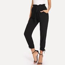 Romwe Frill Waist Drawstring Hem Pants