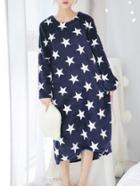 Romwe All Over Star Pattern Plush Night Dress