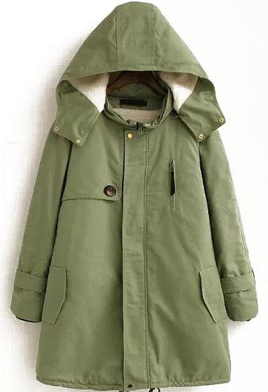 Romwe Hooded Pockets Loose Coat