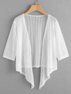 Romwe Hanky Hem Open Front Sheer Top