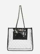 Romwe Quilted Tote Bag With Chain Handle