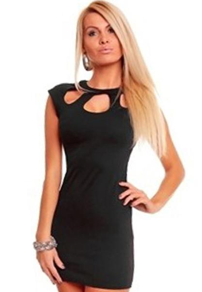 Romwe Hollow Black Wiggle Dress