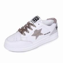 Romwe Star Glitter Lace-up Front Sneakers