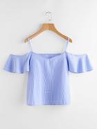 Romwe Gingham Cold Shoulder Top