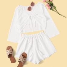 Romwe Solid Top With Shorts