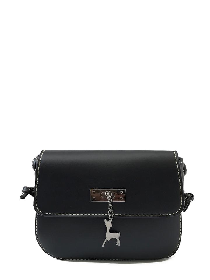 Romwe Deer Detail Flap Pu Crossbody Bag