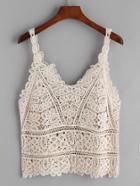 Romwe Apricot Crochet Lace Hollow Out Cami Top