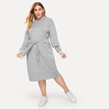 Romwe Plus Knot Front Hoodie Dress