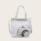 Romwe Abstract Figure Print Canvas Bag