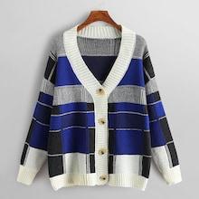 Romwe Single Breasted Plaid Sweater