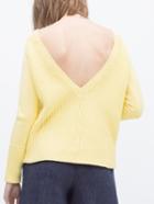 Romwe Long Sleeve Open Back Yellow Sweater