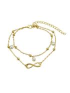 Romwe Gold 1 Pc Boho Chic Anklets Bead Charm Multi Layer Chain Anklets