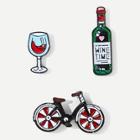 Romwe Bicycle & Wine Brooch Set 3pcs