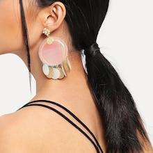 Romwe Glitter Disc Decorated Drop Earrings