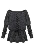 Romwe Drawstring Flouncing Knitted Jumper