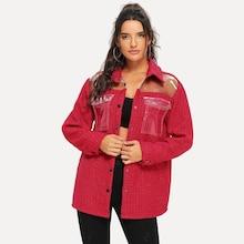 Romwe Transparent Shoulder Button Up Jacket