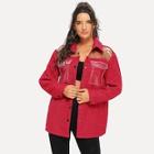 Romwe Transparent Shoulder Button Up Jacket