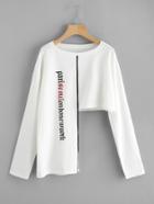 Romwe Letter Print Asymmetrical T-shirt