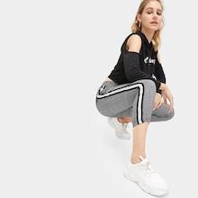 Romwe Tape Detail Plaid Drawstring Pants