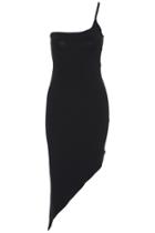 Romwe Single Shoulder Asymmetric Sexy Black Dress