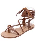 Romwe Brown Lace Up Flip Sandals