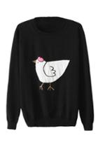 Romwe Hen Knitted Black Jumper