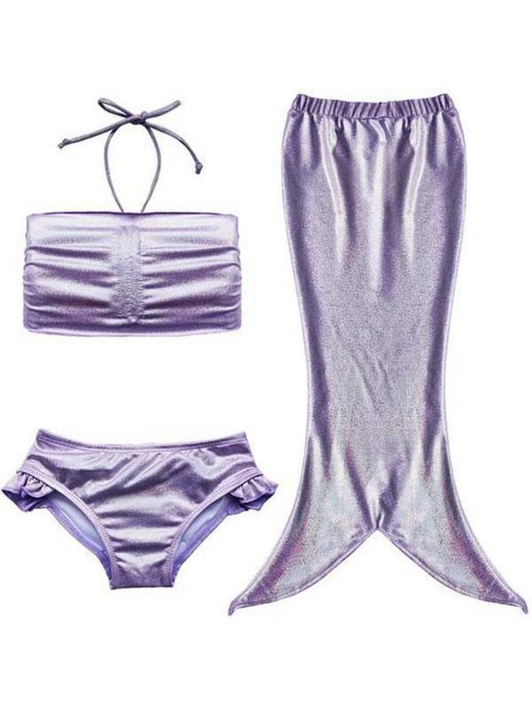 Romwe Metallic Purple 3pcs Mermaid Swimwear