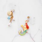 Romwe Mermaid And Faux Pearl Design Mismatch Earrings