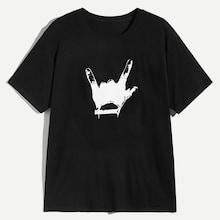 Romwe 1plus1 Guys Love Gesture Print Tee