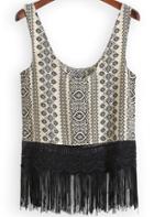 Romwe Vintage Floral Tassel Cami Top