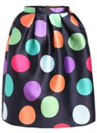 Romwe Multicolor Polka Dot Midi Skirt