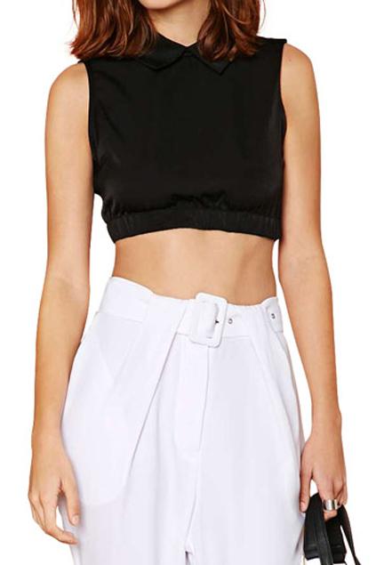 Romwe Backless Elastic Sheer Slim Black T-shirt