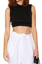 Romwe Backless Elastic Sheer Slim Black T-shirt