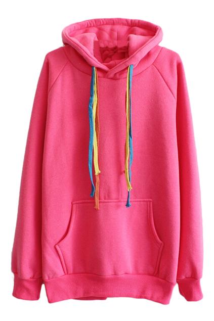 Romwe Drawstring Hoodie Sheer Rose Sweatshirt