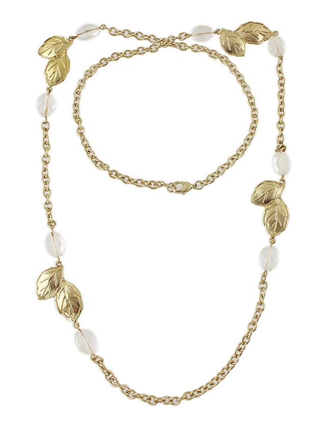 Romwe Gold Plated Rhinestone Chain Necklace