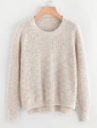 Romwe Dip Hem Textured Knit Sweater