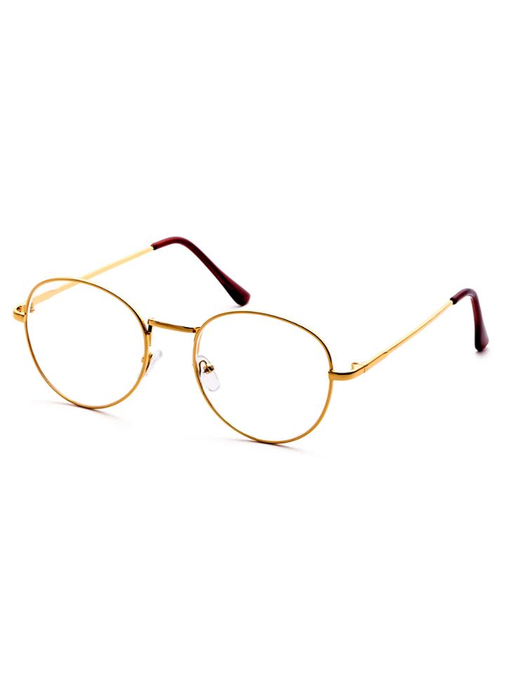 Romwe Gold Delicate Frame Clear Lens Glasses