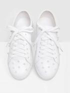 Romwe Faux Pearl Decorated Lace Up Sneakers