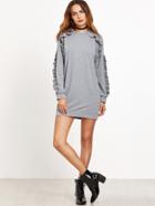 Romwe Grey Ruffle Detail Sweatshirt Dress