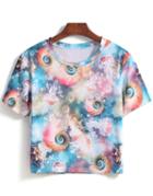 Romwe Round Neck Swirl Print Loose T-shirt