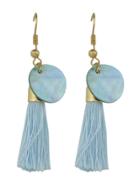 Romwe Blue Color Thread Tassel Chain Women Earrings