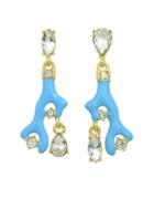 Romwe Blue Enamel Hanging Stud Earrings