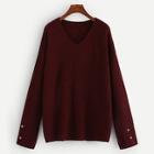 Romwe Grommet Detail V Neck Jumper