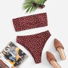 Romwe Random Polka Dot Bandeau Bikini Set