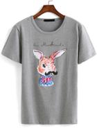 Romwe Rabbit Print Loose T-shirt