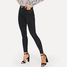 Romwe Plain Crop Skinny Jeans