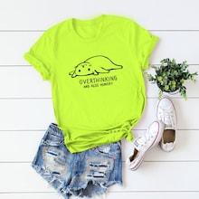 Romwe Neon Lime Cartoon Print Tee